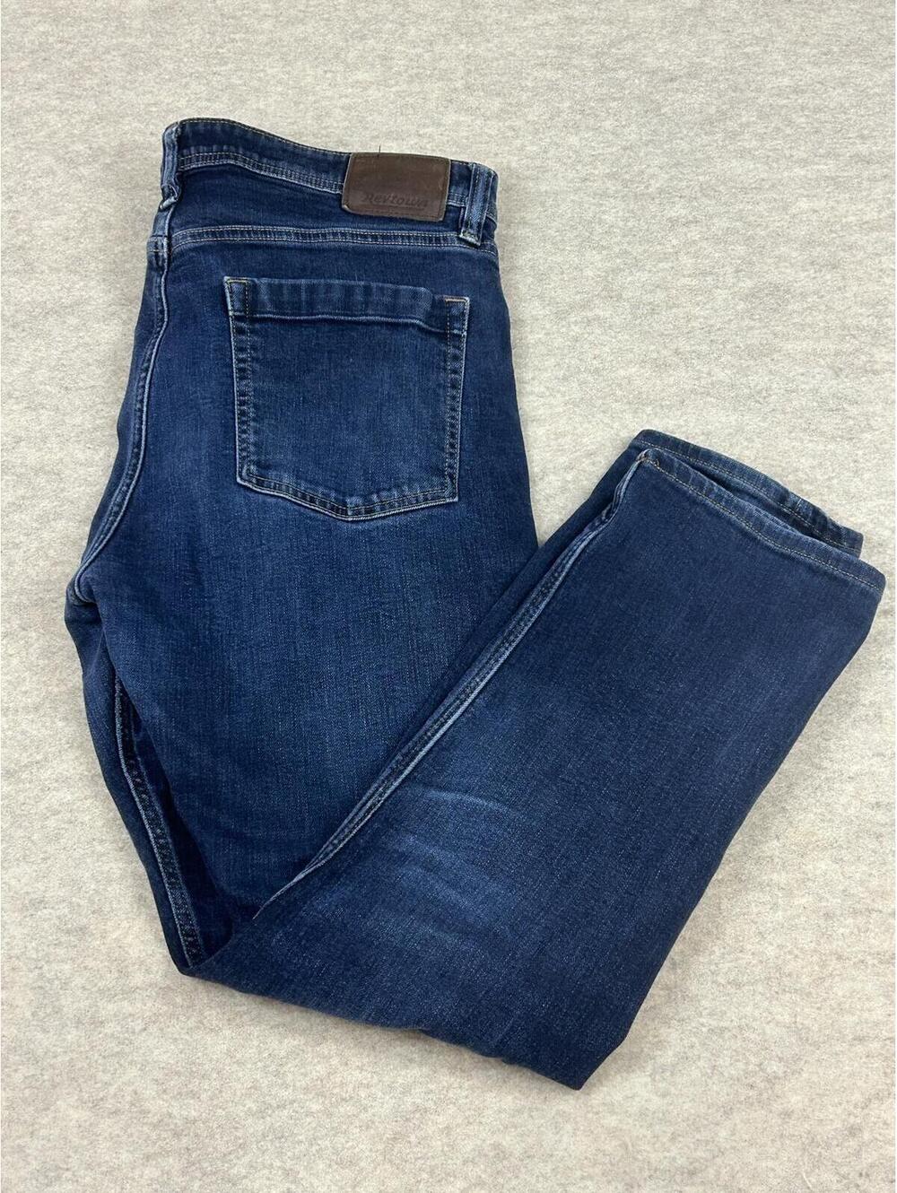 Revtown Decade Denim Sharp Straight Jeans W36 L30 Dark Wash Stretch